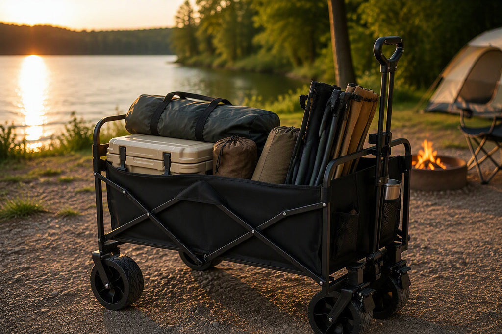 Finvizo folding wagon cart big wheels for sand and gravel hauling - wagon wheels