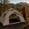 Finvizo instant pop up camping tent pitched at a forest campsite - how to set up a tent