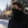 Finvizo fleece neck gaiter pulled over a man's lower face on a frosty morning - neck warmer for men
