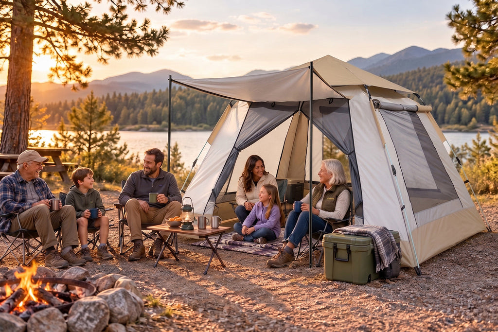 Finvizo cabin porch tent for a family campground - 8 person tents for camping