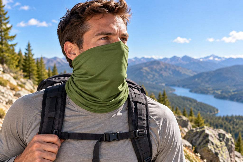 Finvizo cooling neck gaiter for a sunny men's hike - neck gaiters for men