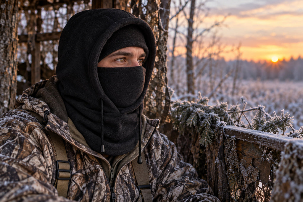 Finvizo fleece balaclava for a frosty hunting blind - heated hunting gear