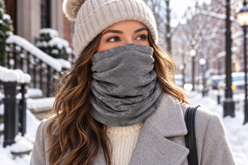 Finvizo fleece gaiter for a snowy city walk - neck warmers for women