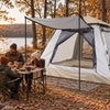 Finvizo thanksgiving camping family feast beside an instant cabin tent
