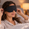 Finvizo 3D sleep mask worn with smooth side out - how to wear eye mask