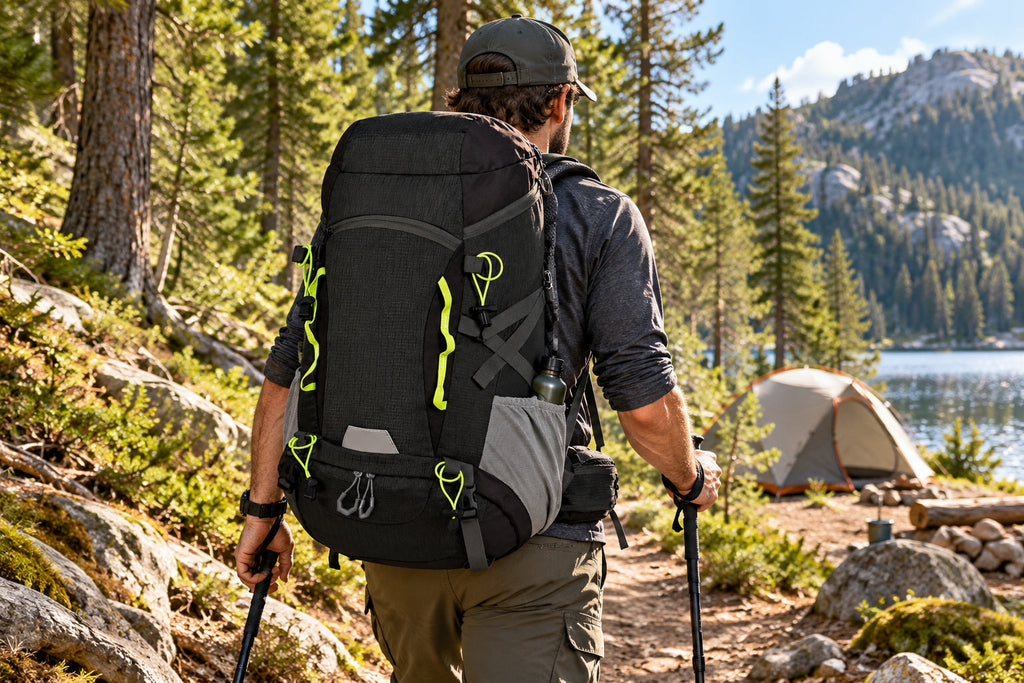 Finvizo 50L Camping Backpack with Rain Cover for trail use - what size backpack is best for a weekend camping trip?
