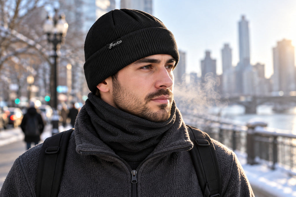 Finvizo Winter Beanie Hats 4-Pack for winter layering - fleece beanie