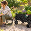 Finvizo cargo wagon for supplies beside a separate stool - garden cart with seat