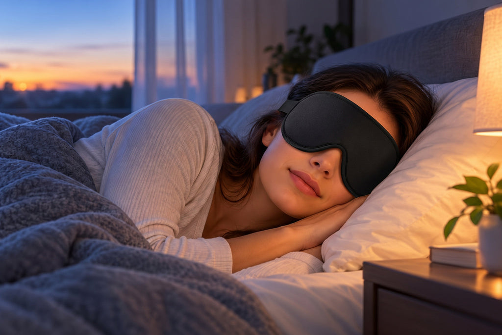 Finvizo 3D sleep mask for side sleeping - black eye mask