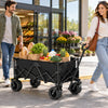 Finvizo grocery shopping wagon leaving a supermarket with family groceries