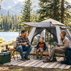 Finvizo tent with awning shading a family campsite