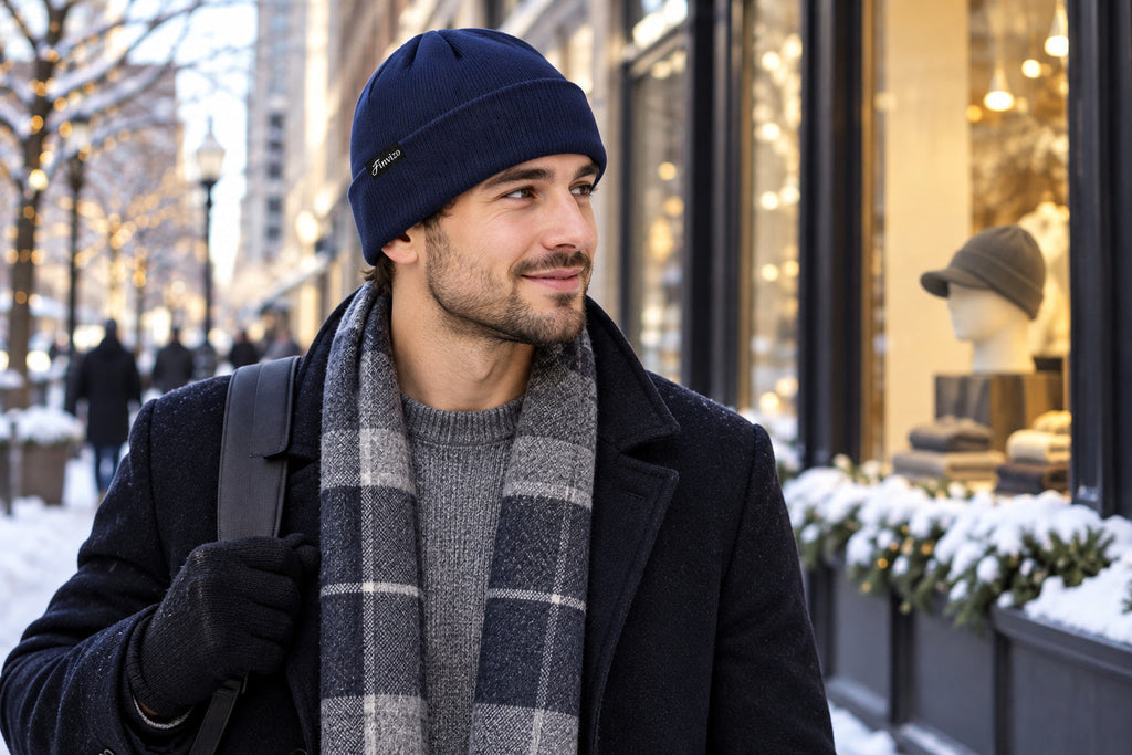 Finvizo winter hat for city commuting - brimmed beanie