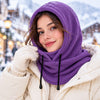 Finvizo purple fleece hood for snowy town style - cute balaclava