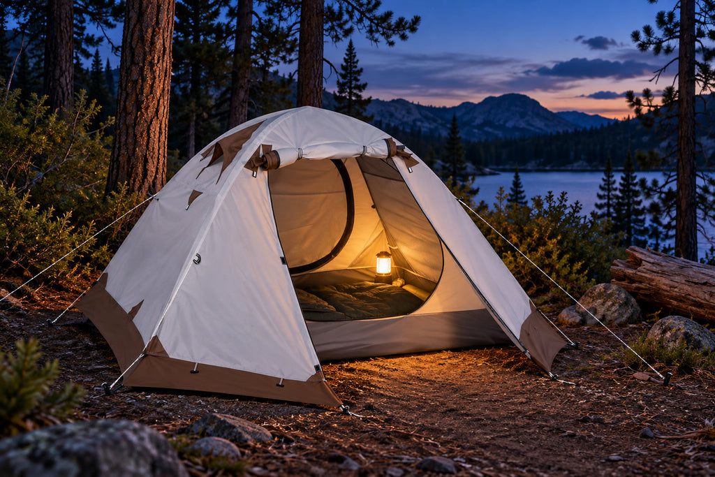 Finvizo backpacking shelter for blue-hour camping - night time tent