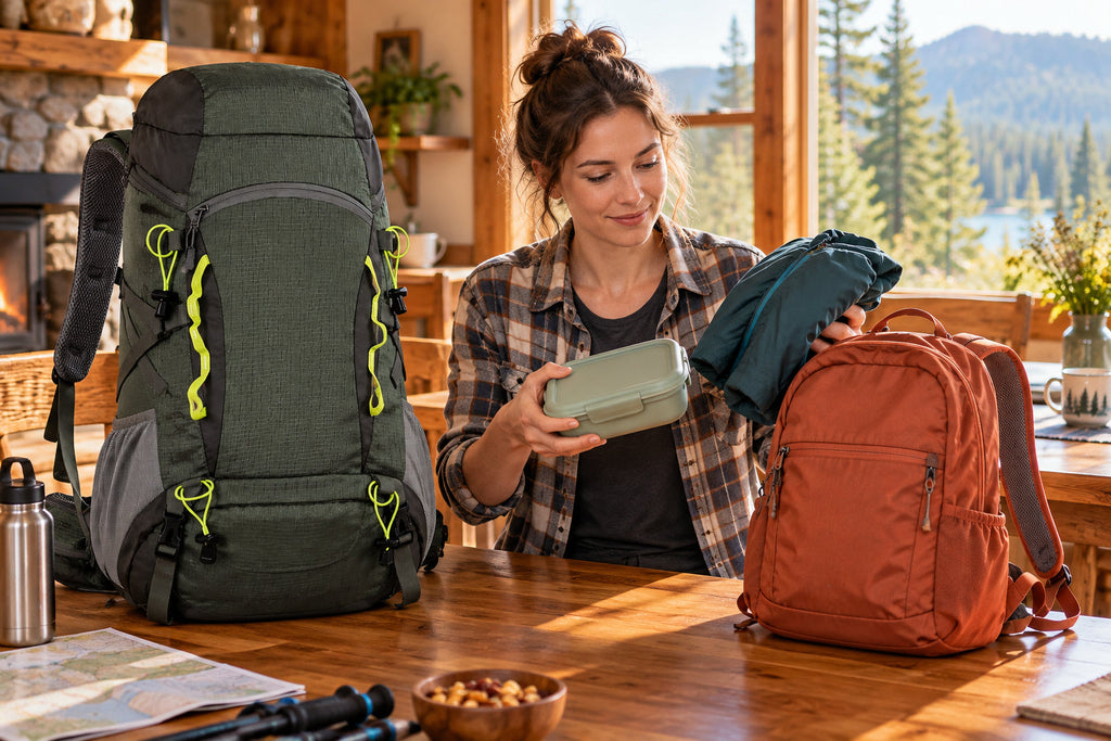 Finvizo 50L Camping Backpack for larger camping loads - 18 liter backpack size comparison