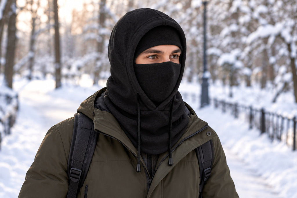 Finvizo Fleece Balaclava Ski Mask for an adult snowy park walk - balaclava meaning