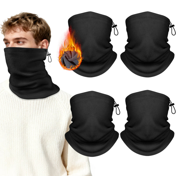 Finvizo Winter Neck Warmer Gaiter (4 Pack) | Windproof Fleece Face Ski Mask for Cold Weather Sports & Outdoor Work