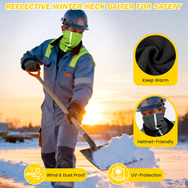 Finvizo Winter Neck Warmer Gaiter (4 Pack) | Hi Vis Reflective Windproof Face Cover for Night Running & Outdoor Work