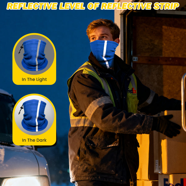 Finvizo Winter Neck Warmer Gaiter (4 Pack) | Hi Vis Reflective Windproof Face Cover for Night Running & Outdoor Work