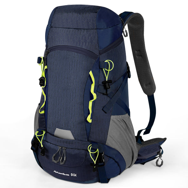 Finvizo 50L Camping Backpack with Rain Cover - Large Capacity Hiking Rucksack