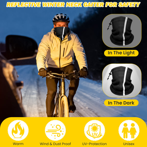 Finvizo Winter Neck Warmer Gaiter (4 Pack) | Hi Vis Reflective Windproof Face Cover for Night Running & Outdoor Work