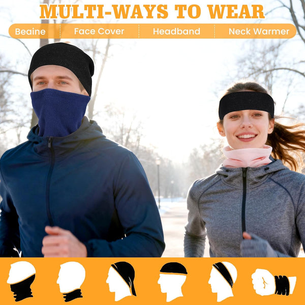 Windproof fleece neck gaiter 4 pack for skiing and cold weather sports