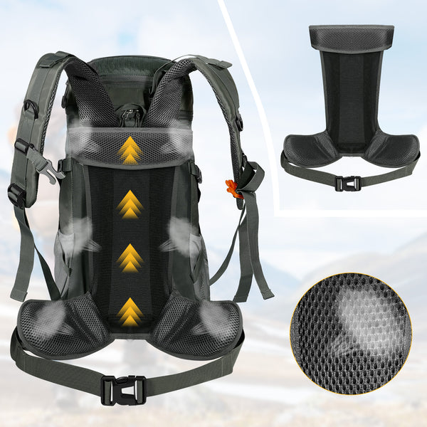 Finvizo 50L Camping Backpack with Rain Cover - Large Capacity Hiking Rucksack