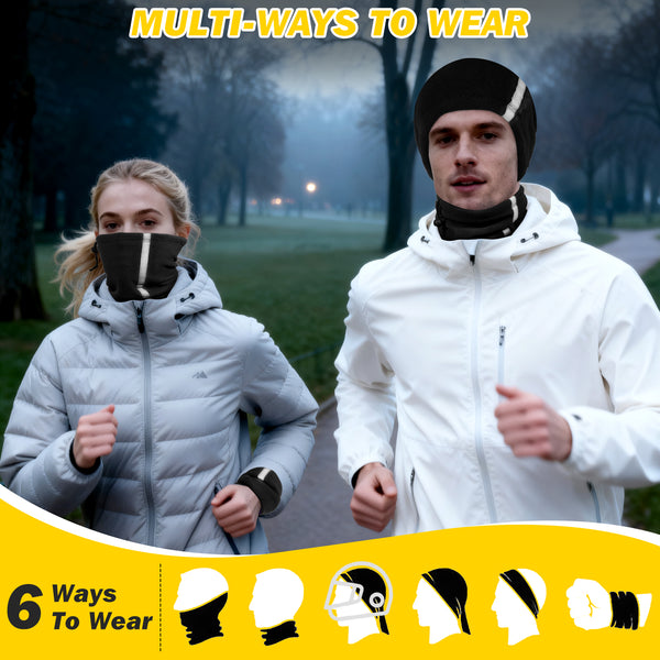 Finvizo Winter Neck Warmer Gaiter (4 Pack) | Hi Vis Reflective Windproof Face Cover for Night Running & Outdoor Work
