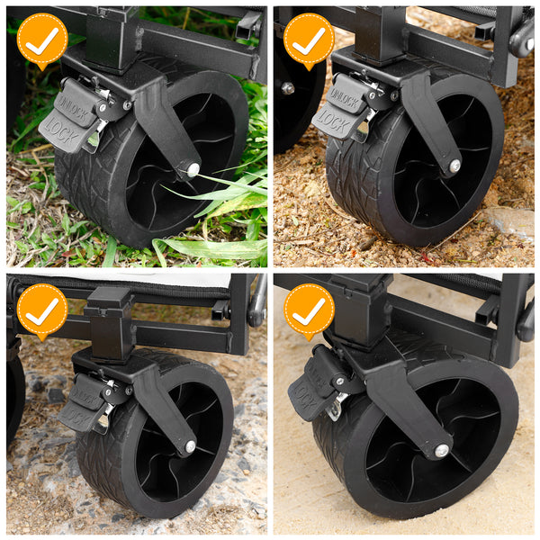 All terrain heavy duty wagon cart with wide wheels for sand and grass