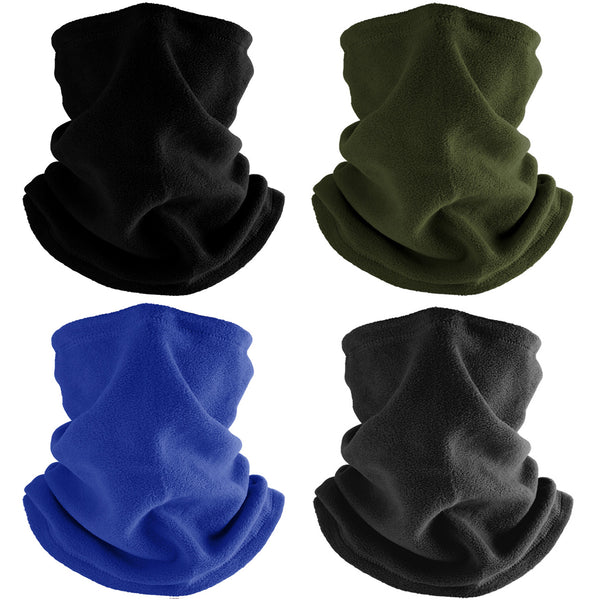 Finvizo Adjustable Winter Neck Warmer (4/6 Pack) | Fleece Ski Face Mask with Drawstring for Snowboard & Running