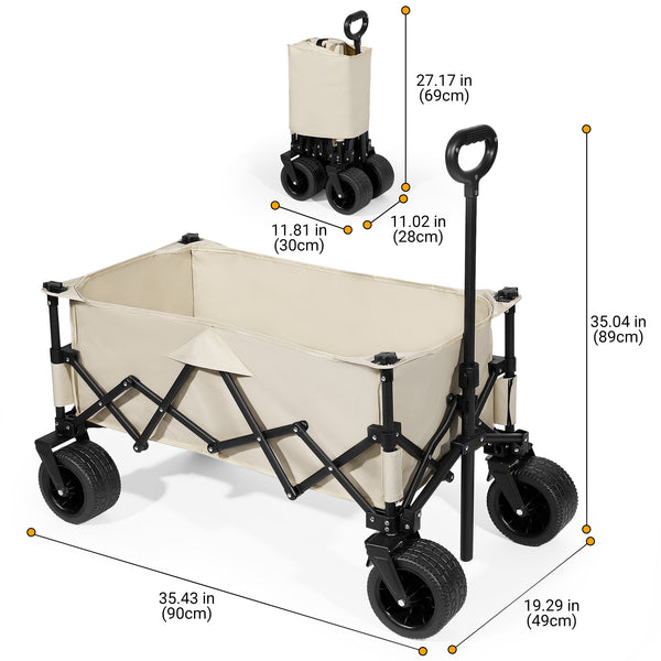 Dimensions of the wagon cart in use and when folded/stored